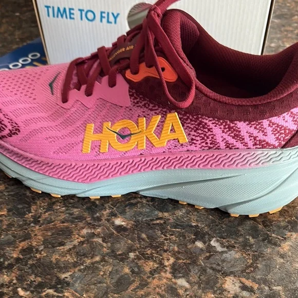 Hoka Women's Pink and Maroon Athletic Shoes - Picture 5 of 6